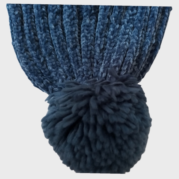 New York & Company Pom Beanie Blue Color Non Sized - Picture 3 of 7